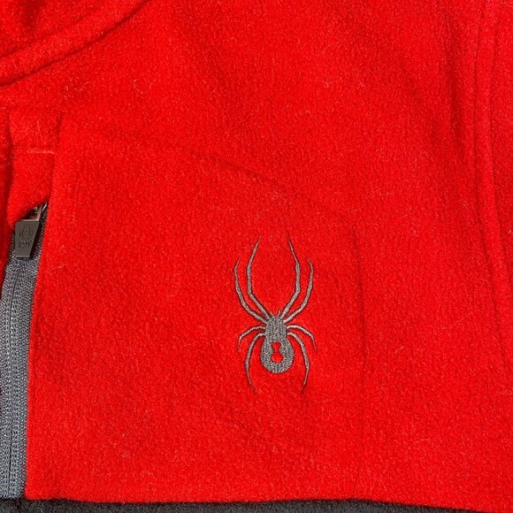 Spyder Red & Black Fleece Pullover Sweater W/ 1/4 Snap Closure - Mens Size M - Picture 4 of 10